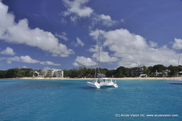 Sailing on the beautiful south coast of Barbados